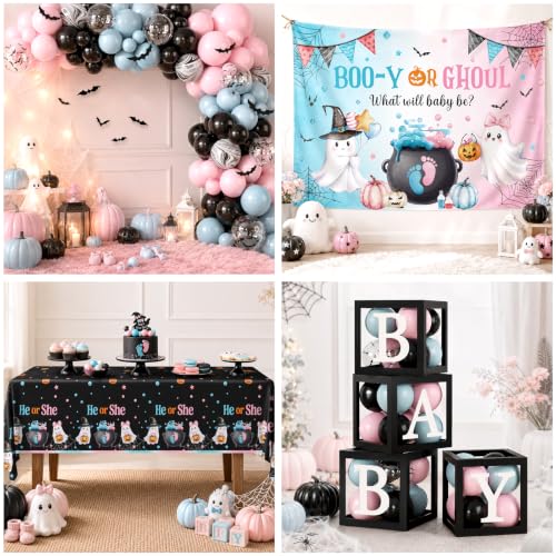 Halloween Gender Reveal Decorations Kit Booy or Ghoul for Baby Shower - Variation of Halloween