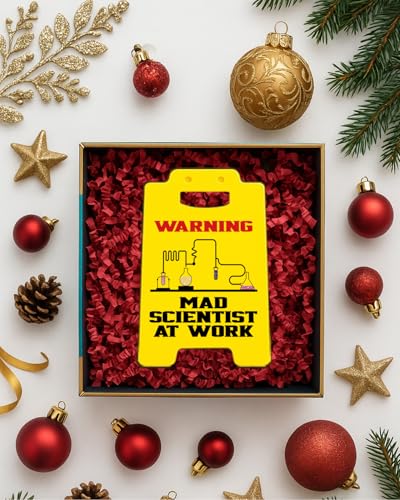 Funny Mad Scientist Warning Sign - Halloween Science Lab Decor - Color B