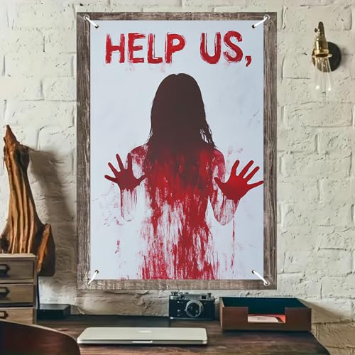 Halloween Shadow Figure Window Cover 31x47 Inch Polyester Decor - Spooky Silhouette