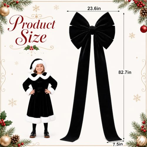 Giant Black Velvet Christmas Bow - Gothic Holiday Tree Topper & Decor