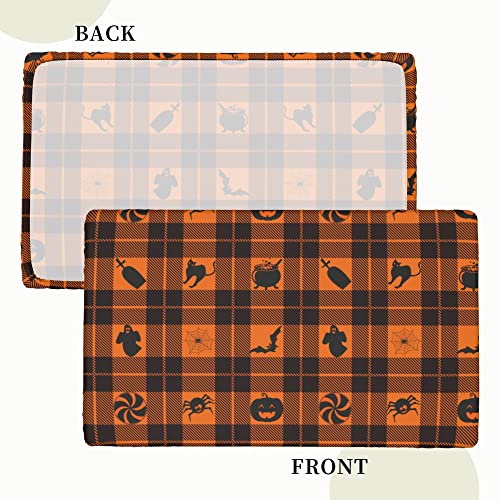 48 x 30 Inch Halloween Tartan Rectangle Tablecloth - Waterproof Polyester, Washable, Elastic Edged