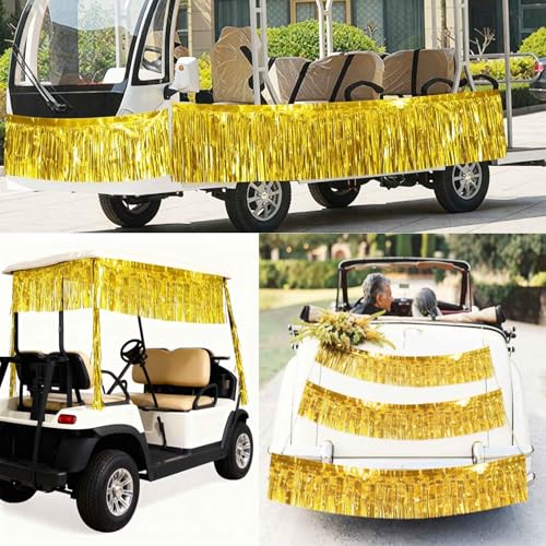 Gold Wall Hanging Tinsel Fringe Banners - 12 Inch x 10 Ft, 6 Pack Party Decor
