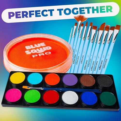 Neon Orange Face & Body Paint - Water Activated, 30g for Halloween & Cosplay