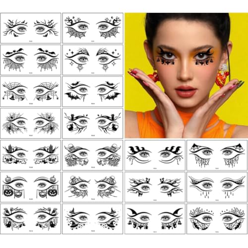 Halloween Ghost Bat Spider Web Temporary Tattoos Face & Eye Makeup Kit for Women Girls - Spider Web Variation