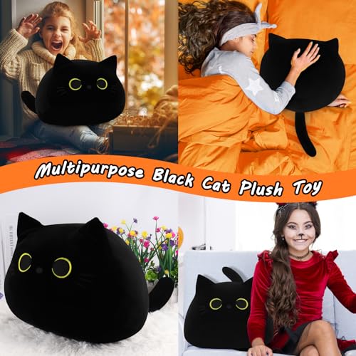 Black Cat Plush Toy Large 19'' Giant Plush Pillow Halloween Decor - Kids & Adults