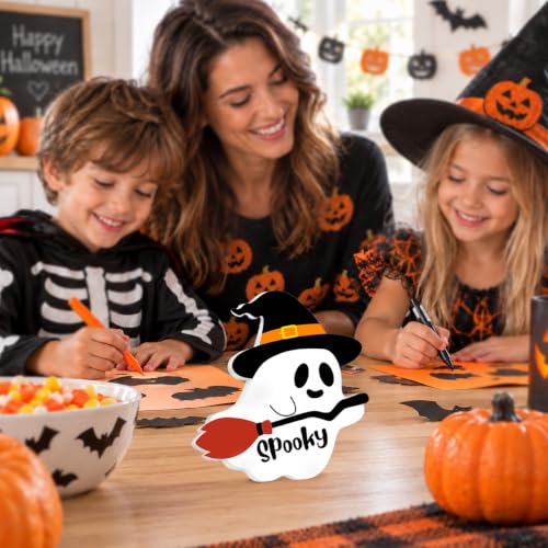 Spooky Halloween Decor Sign - Acrylic Ghost 4x4 Inch - Funny Holiday Accent