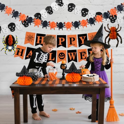 Halloween Office Decorations Kit with Pumpkin Lanterns & Banners - 13 Pieces