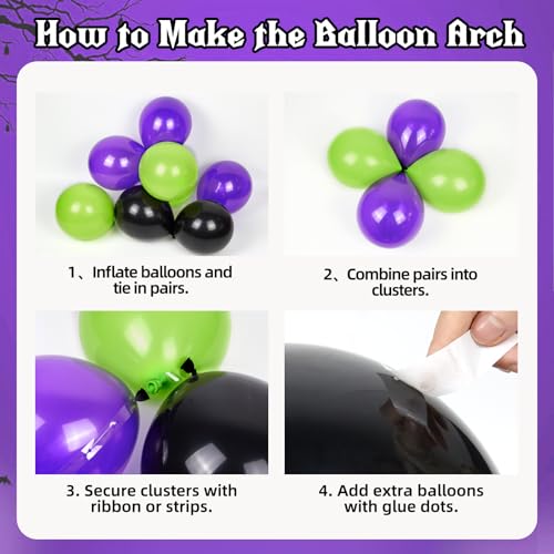 Halloween Balloon Arch Kit with Orange, Black, Purple & Green Balloons