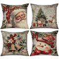 Green 26x26 Holiday Throw Pillow Covers Set of 4 - Xmas Xmas Decoration Cushion Santa Snowman Winter Home Decor
