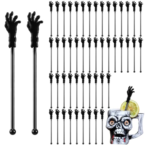 Halloween Zombie Hands Drink Stir Sticks - 30 Pcs Spooky Cocktail Swizzle Decor