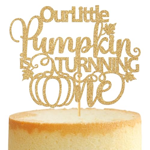 First Birthday Cake Topper Our Little Pumpkin is Turning One Halloween Fall Decor