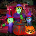 Halloween Inflatable Witch and Cauldron Decor - 6 FT Outdoor Yard Ornament with Built-in LEDs
