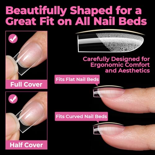 Sharp Short Square Nail Tips - 504pcs Soft Gel Flat Nails, X-Soft
