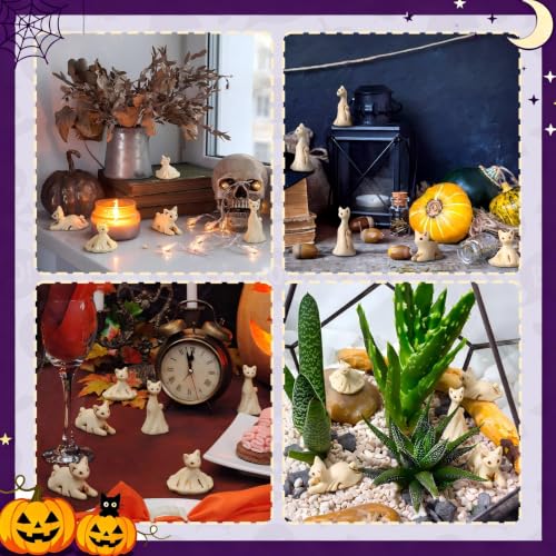 Halloween Mini Resin Ghost Cat Figures Bulk 50 Pieces - Spooky Decor & Gifts