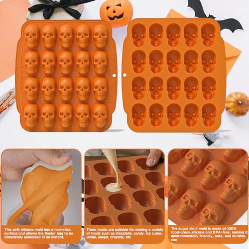 Silicone Skull Mold 20-Cavity Halloween Chocolate Candy Jelly Cake Decor Ice Soap