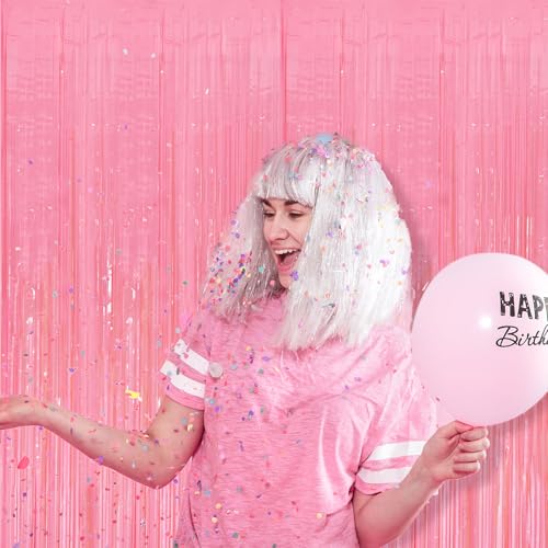Pastel Pink Foil Streamers Party Backdrop Set - 78.7" x 39.4" (10 Pack)
