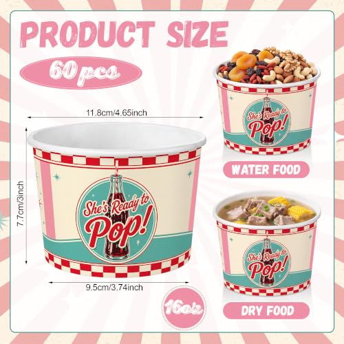 Disposable Ice Cream Bowls 16oz Pack of 60 - She's Ready to Pop Design