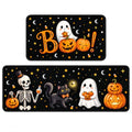 Halloween Kitchen Mat Set of 2 Non Slip Ghost Skeleton Rug - Boo