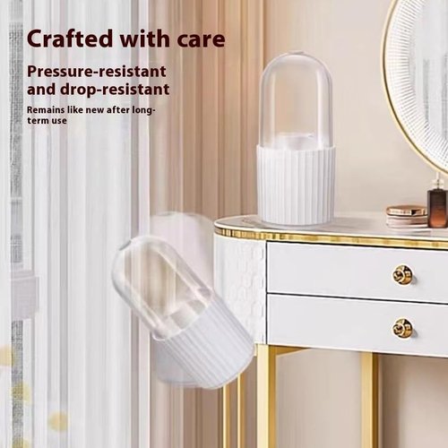 Ariettie Makeup Brush Holder Organizer with Lid, 360 Degree Rotatable Makeup Brush Organizer Spinning Cosmetics Holders Brush Storage Box Display for Bathroom Vanity Countertop, White