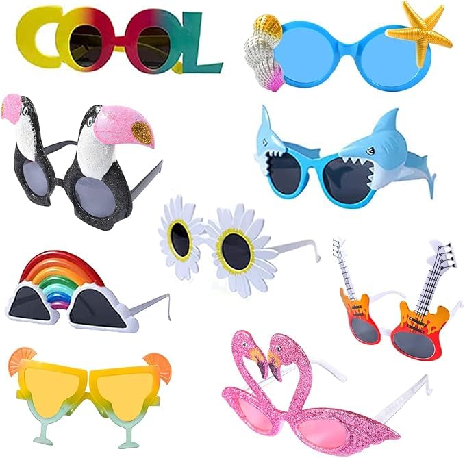 Party Sunglasses Pack - Tropical Funny Beach Glasses for Kids Teens Adults