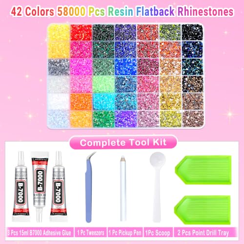 Multicolor Rhinestone Bedazzling Kit with 58,000 Gems & Jewelry Glue