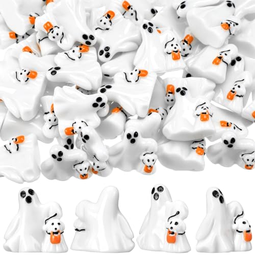 Mini Ghost Dog Figurines - Halloween Resin Decorations, 50 Pcs, Puppy Pumpkin Ghost - Dog Variation