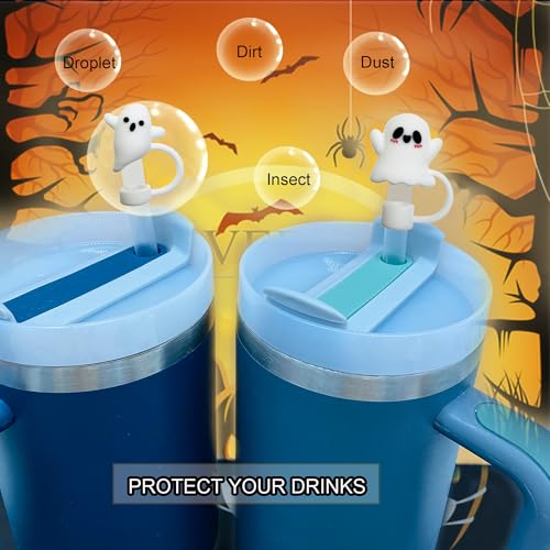 Halloween Ghost Silicone Straw Cover Caps for Stanley Cups - 6 Pack