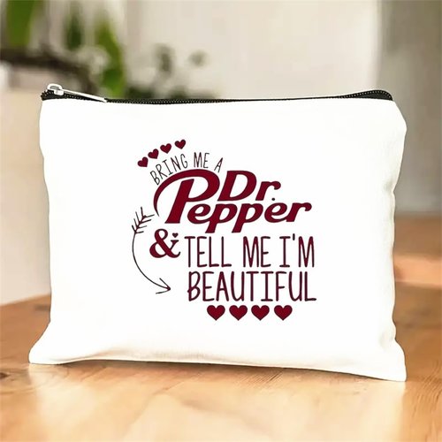 Dr Pepper Humor Themed Canvas Toiletry Bag,Minimalist Design,Lightweight Cosmetic Pouch with Durable Zipper Closure,Versatile Makeup Case for Travel, Holiday Gift Multipurpose Organizer