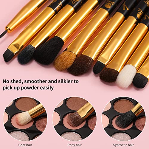 Docolor 10-Piece Eye Makeup Brush Set - Skull Printed Synthetic Brushes for Eyeshadow, Blending, Concealer & Eyebrows
