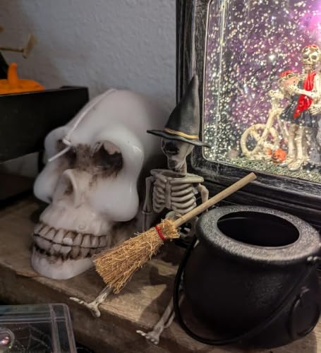 Miniature Witch Hat and Straw Broom Set for Halloween Crafts and Decorations - 40 Pieces