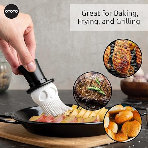 Skully Basting Brush - Gothic Food Basting Brush for Cooking & Baking - Halloween Kitchen Gift