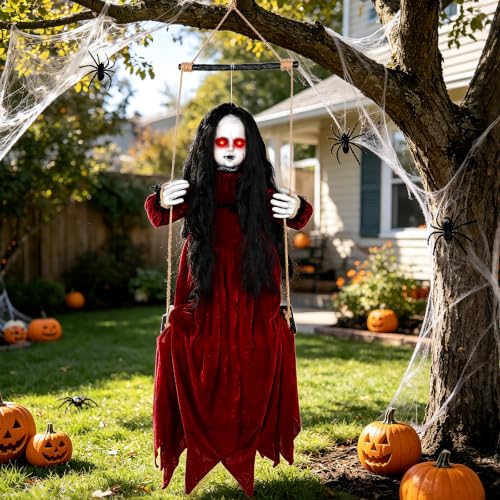 55-Inch Hanging Ghost Doll Halloween Outdoor Indoor Decor with Sound & Light