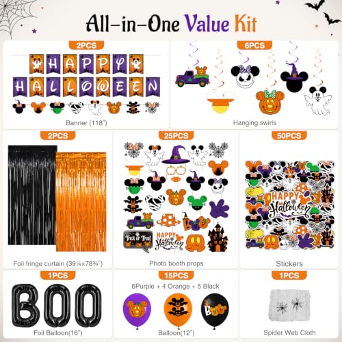 Halloween Party Decorations Bundle with Balloons, Banners & Photo Props