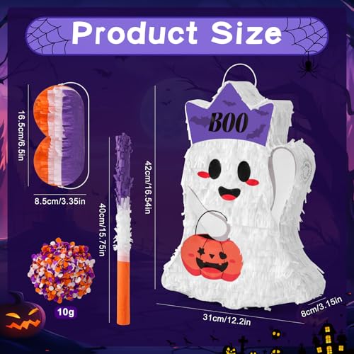 VINTS Halloween Ghost Piñata with Blindfold & Stick - White