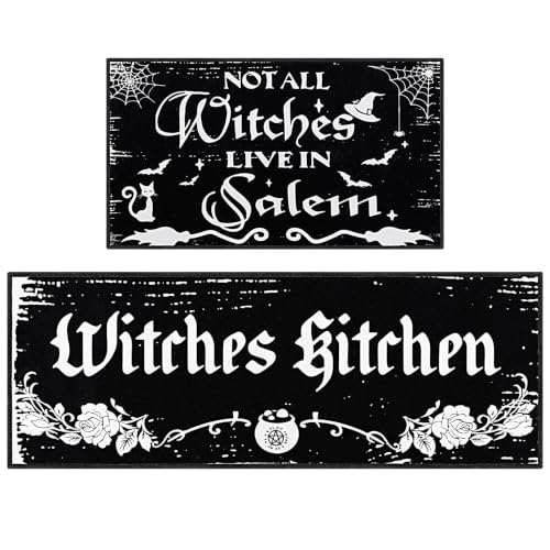 Halloween Witchy Floor Rugs Set - Gothic Kitchen Mats for Seasonal Decor