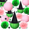 31 Pcs Witch Birthday Decorations Set - Pink & Green Party Supplies