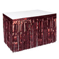 Burgundy Metallic Fringe Table Skirt - 30 x 14 Feet for Party Decorations