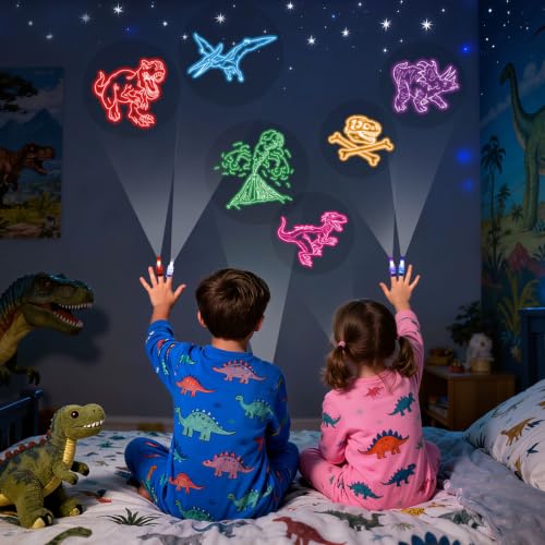 Dinosaur LED Finger Lights - Kids Party Favors with 8 Dinosaur Designs - Variation: Dinosaur