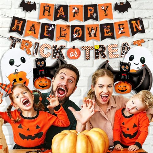 Halloween Decorations Bat Banner Ghost Balloons Party Supplies - Black