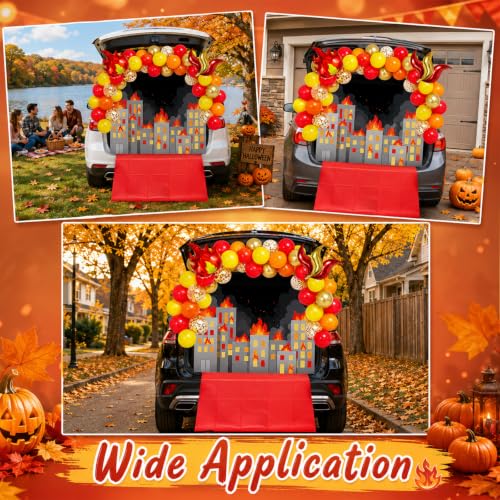 Halloween Fire Themed Car Decorations Kit with Balloons & Backdrop