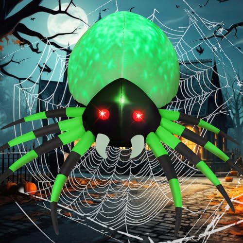 8 FT Inflatable Halloween Spider Decor with LED Lights - Outdoor Yard Decoration
