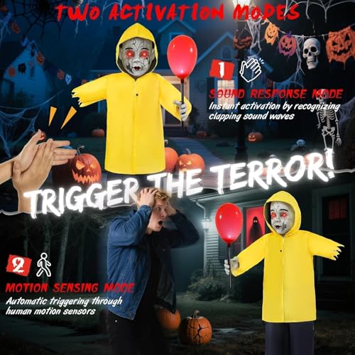 4FT Life Size Creepy Zombie Boy Halloween Animatronic Prop - Outdoor Indoor Decoration