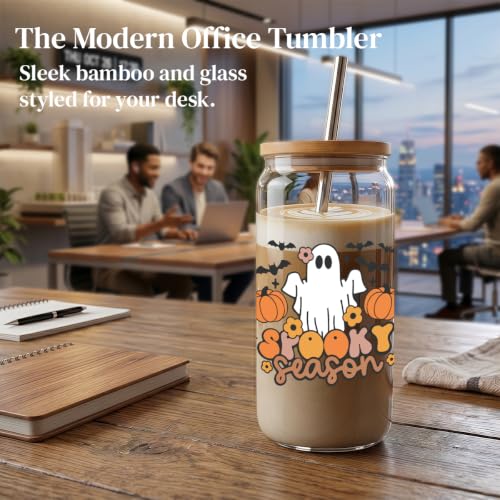 Halloween Ghost Drink Cup - 16 oz Fall Coffee Mug with Lid & Straw - Variation of THIS listing