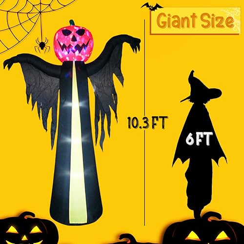 Giant 10.3Ft Halloween Inflatable Pumpkin Ghost with LED Lights & Scary Sound