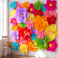 Giant Paper Flowers Decoration Set - Mexican Fiesta Theme, 96 Pieces