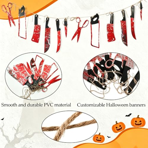 Halloween Bloody Banner Decorations, 12-Pack Creepy Horror Party Garland