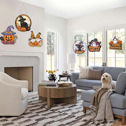 Halloween Ghost Diamond Art Hanging Kit - Pearl & Unique Shape Design, Pumpkin Variation