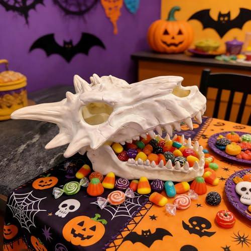 Large LED Dragon Skull Halloween Decoration - Light Up, Indoor Outdoor