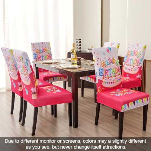 Birthday Chair Covers Set of 4 - Stretch Removable Dining Chair Slipcovers for Parties