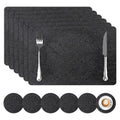 Black Faux Leather Halloween Placemats & Coasters Set of 6 - Non-Slip Waterproof Heat-Resistant Table Mats